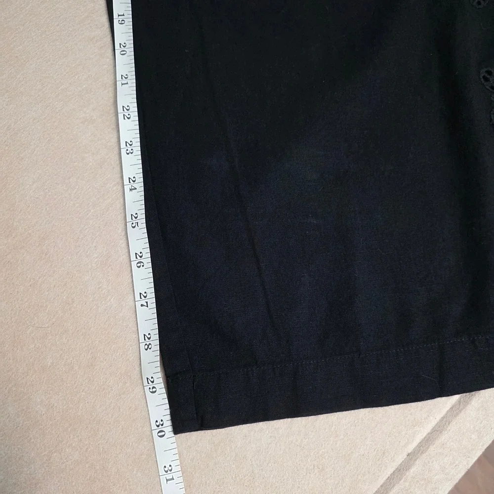 Zara Eyelet Embroidered Wide Leg Pants Sz S Black Dark Cottagecore Boho Trousers